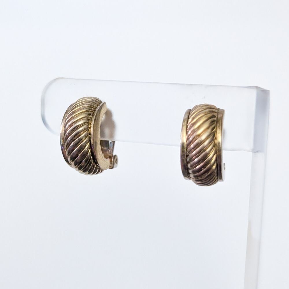 Vintage Clip On Earrings Statement Hoops Just Over 0.75" Chunky